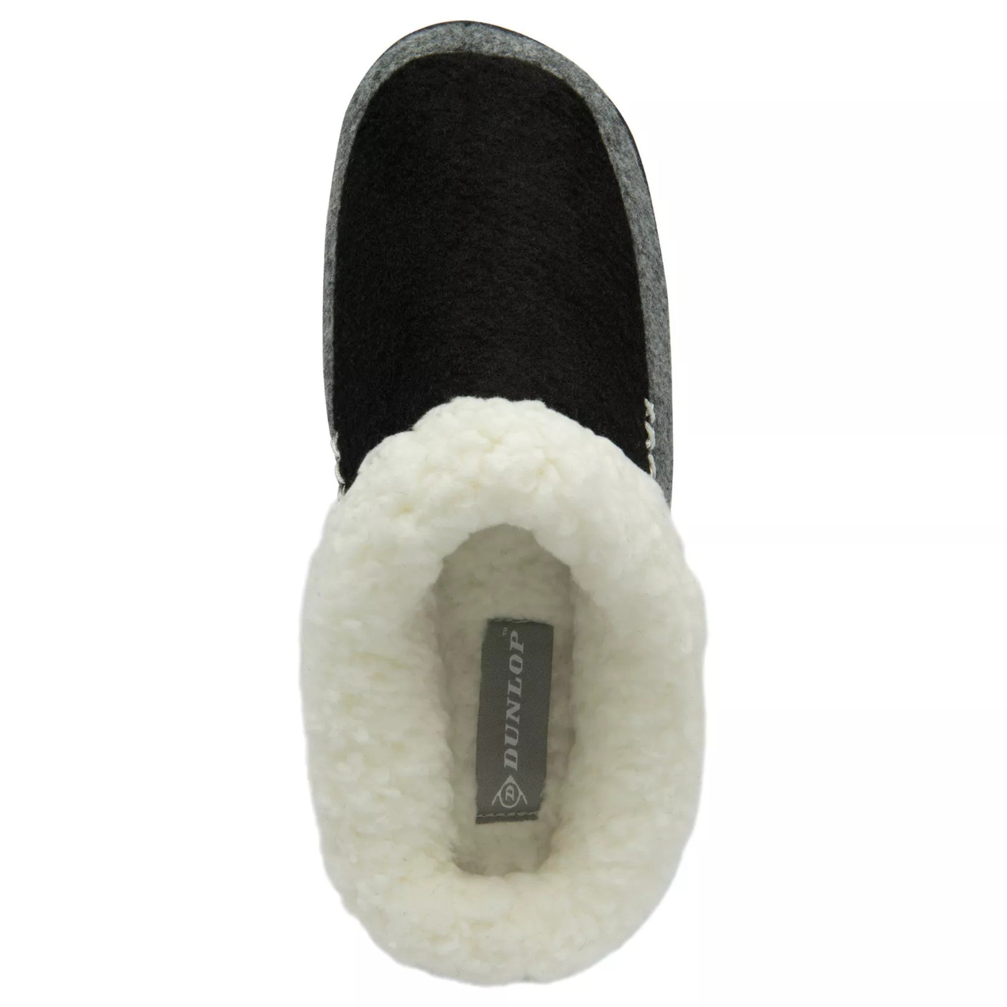 womens memory foam Warm indoor Dunlop ladies slippers with soft lining and non slip sole in black and grey